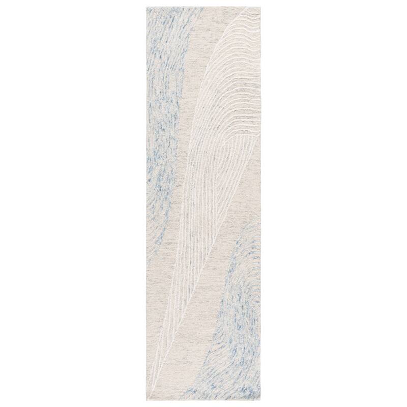 SAFAVIEH Handmade Pine Nevjana Modern Wool Rug - 2'3" x 8' Runner - Light Grey/Ivory