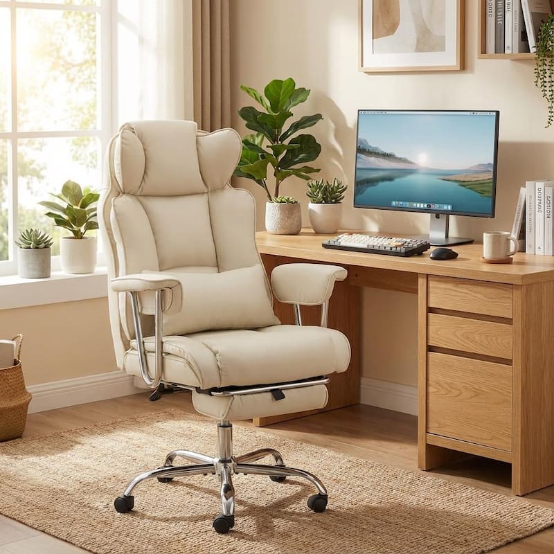 Ergonomic High-Back Office Chair with Footrest