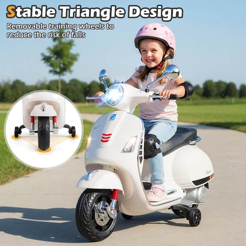 Costway Licensed VESPA 12V Kids Electric Motorcycle with Music Horn - See Details