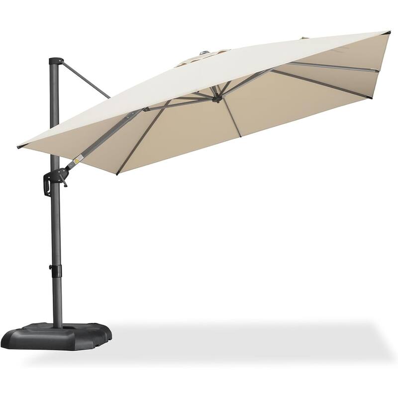 PURPLE LEAF 10 ft Square 360 Degree Rotation Patio Cantilever Umbrella - Beige