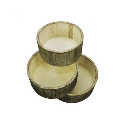 Wooden Made Wash Round wood crate Set of 3
