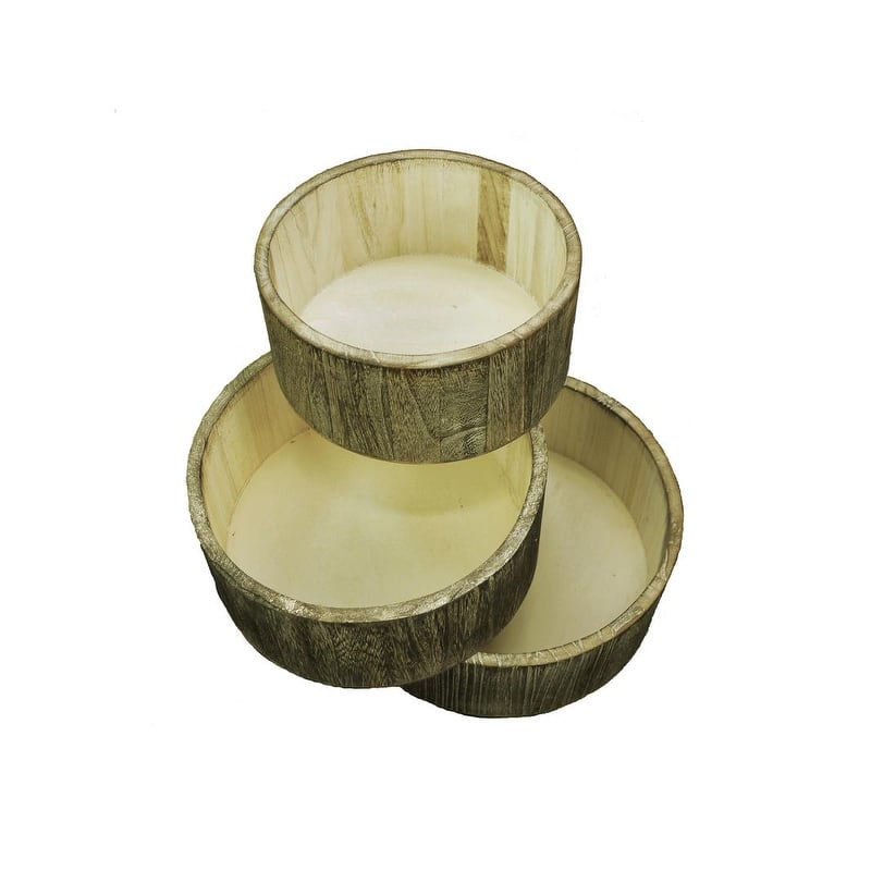 Wooden Made Wash Round wood crate Set of 3