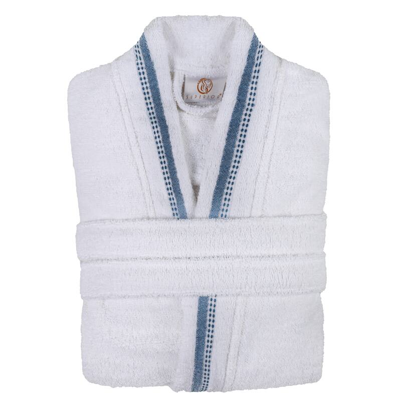 Superior Unisex Turkish Cotton Terry Kimono Bathrobe with Embroidery Robe