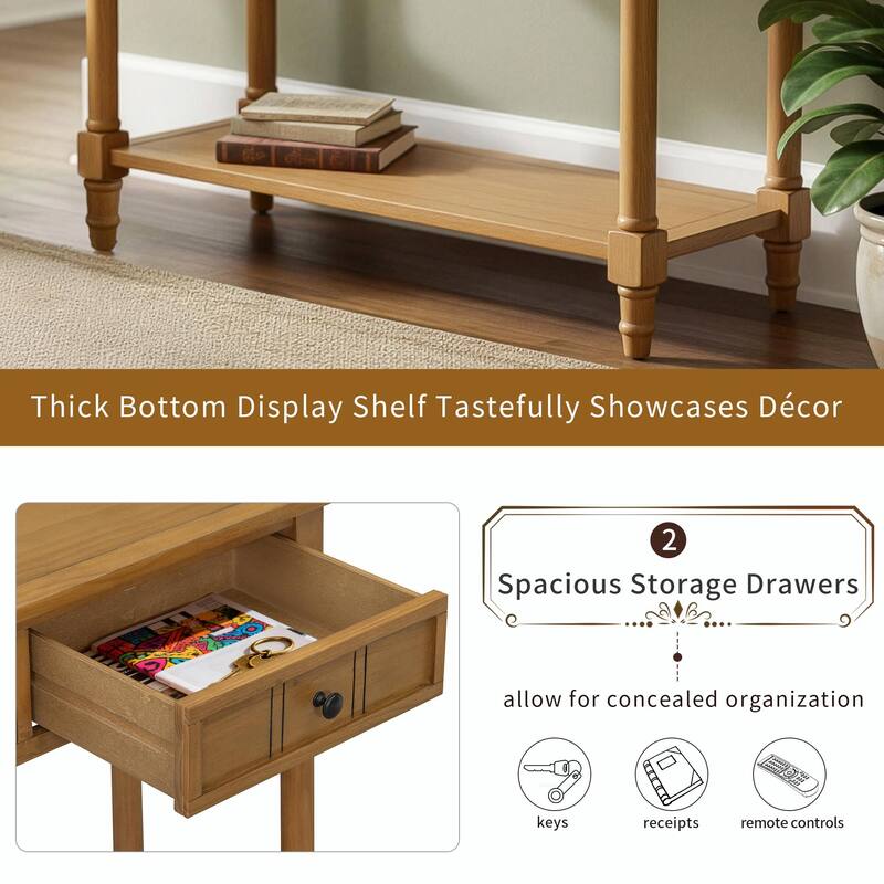 Daisy Series Console Table with Traditional Design, Two Drawers, and Bottom Shelf