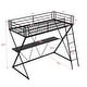 preview thumbnail 4 of 9, Twin Loft Bed with Desk and Guardrails, X-Shaped Frame, Black