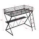 preview thumbnail 4 of 9, Twin Metal Loft Bed with Built In Desk Guardrails Ladder and X Frame Support