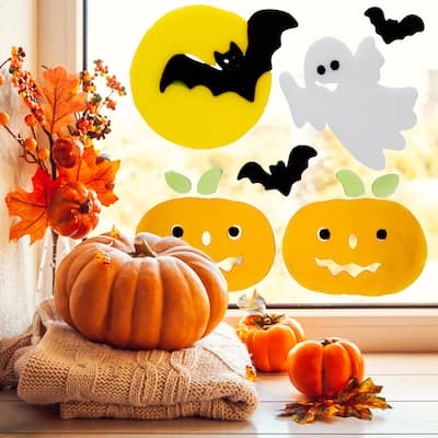 Ghost, Bat and Jack O' Lantern Halloween Gel Window Clings - 11pc