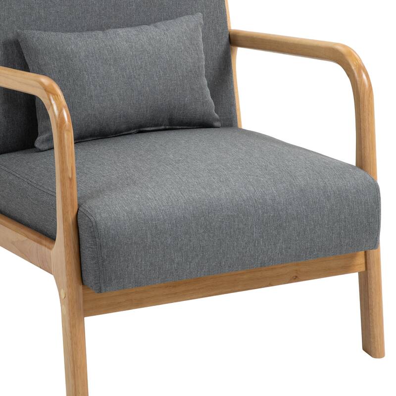Mid Century Solid Wood Upholstered Accent Chair