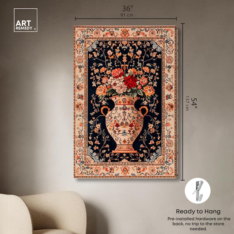 Persian Vase and Flowers Canvas by Art Remedy, Gallery Wrapped