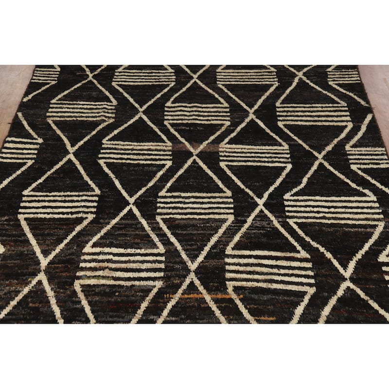 Geometric Moroccan Oriental Area Rug Handmade Bedroom Wool Carpet - 6'11" x 9'10"