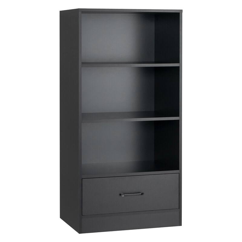 48 Inch Tall 4 Tiers Wood Bookcase with Drawer - 24" x 15" x 48"