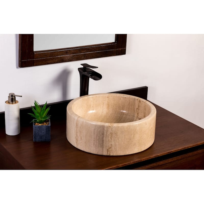 Natural Stone Vessel Bathroom Sink - Blizz Stone Sink - Ojinaga