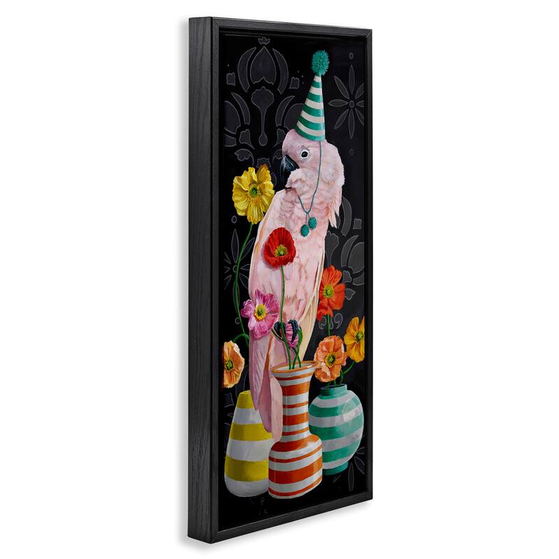 Stupell Cockatoo & Striped Vases Framed Floater Canvas Wall Art Design By Heather Gauthier