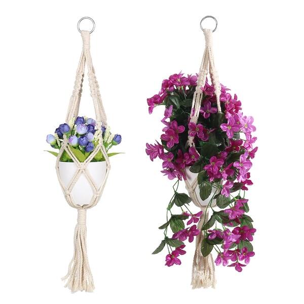 Shop Indoor Outdoor Macrame Handmade Wall Mounted Flower Pot Holder Plant Hanger Hanging Rope Basket 21 7 Inch