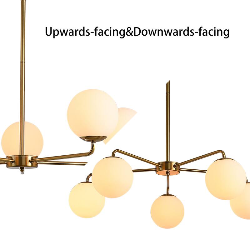 5-Light Modern Sputnik Chandeliers Frosted Glass Ceiling Pendant Light
