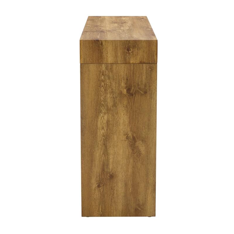 Roomfitters Modern Bar Table with Storage and Wood Grain Finish, 50 Inch Desk or Console