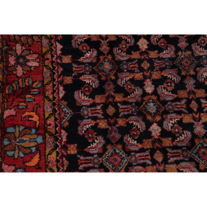 Hand Knotted Oriental 100% Wool Carpet Traditional Floral Navy Blue & Blues Lilian Area Rug - 10' 3'' X 7' 2''