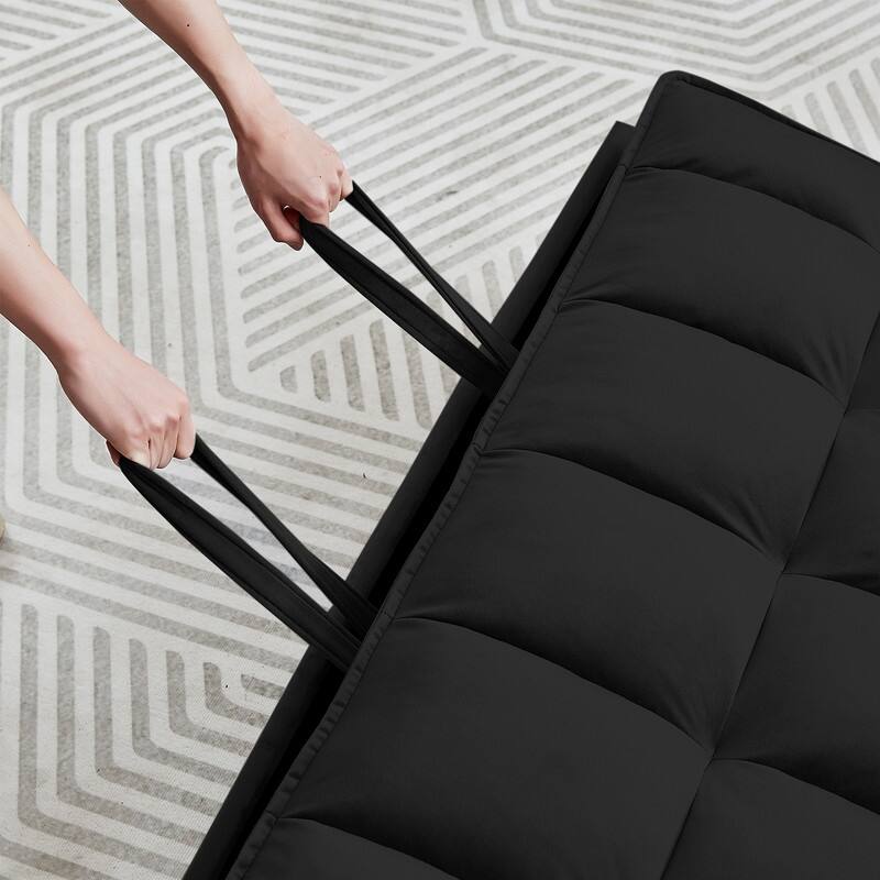 55" Modern Velvet Convertible Sleeper Sofa Bed Couch w/Pull Out Bed,Pillows and Side Pockets