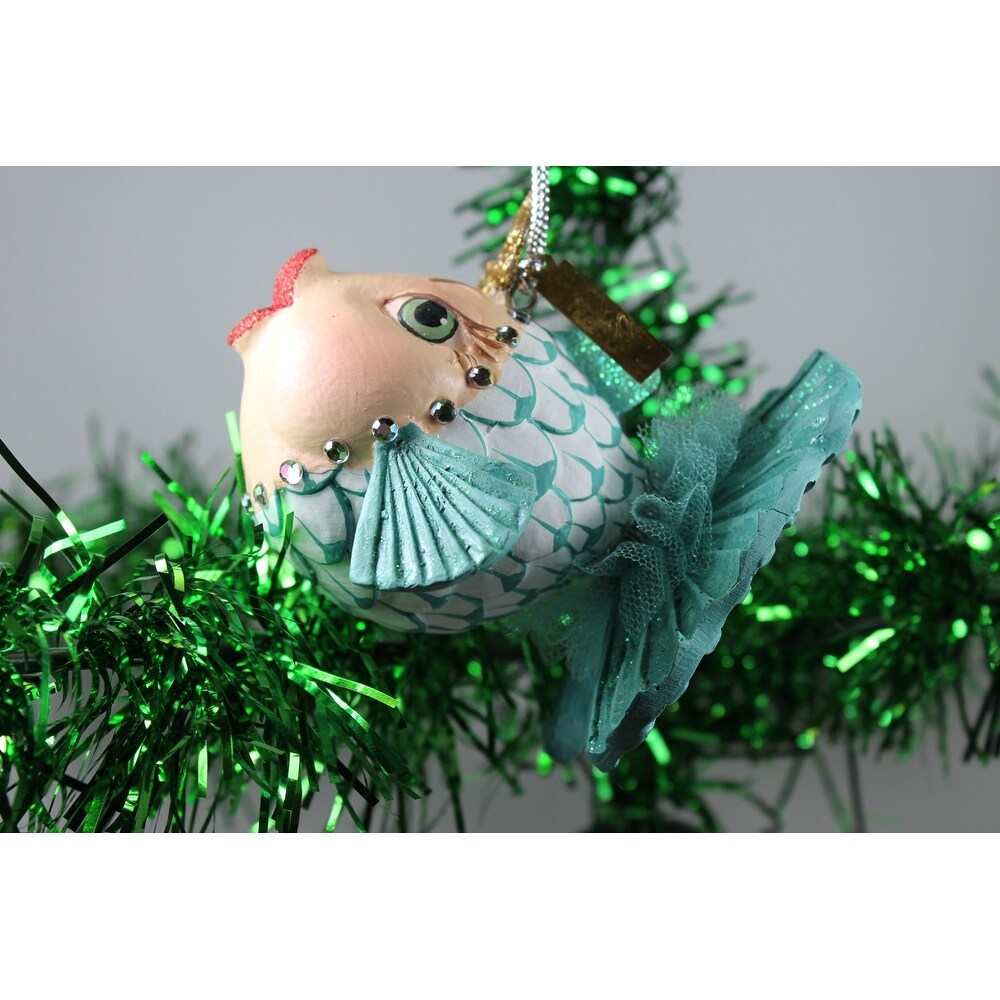 Shop Pink Teal And Yellow Gold Fish Christmas Holiday Ornaments Set Of 3 Overstock 18620277