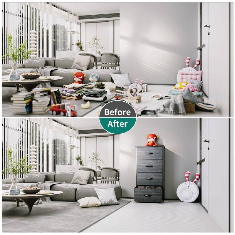 Modern Wide Dresser Storage Tower with 4 Drawers
