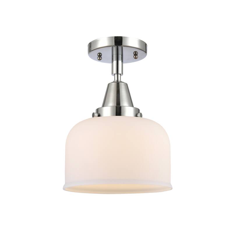 Innovations Lighting Caden Bell - 1 Light 8" Flush Mount - Polished Chrome/Matte White