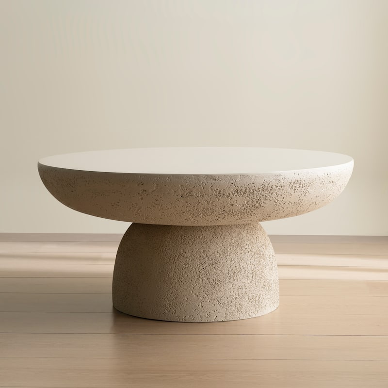 Round Concrete Coffee Tables - Natural