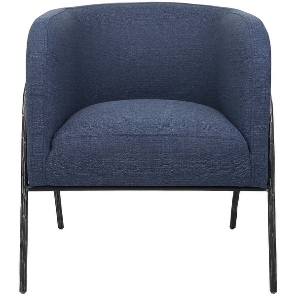 slide 2 of 7, Uttermost 23683 Jacobsen 27" Wide Iron and Plywood Framed Barrel Arm Aged Black