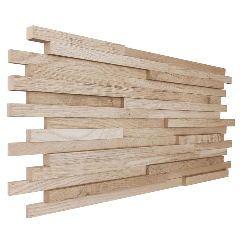 23 3/4"W x 11 7/8"H x 1/2"P Stacked Wood Mosaic Wall Tile, Oak - 23 3/4"W x 11 7/8"H x 1/2"P