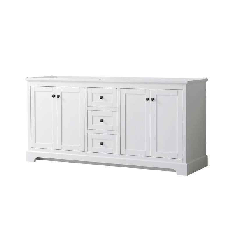 Wyndham Collection Avery 72" Double Free Standing Vanity Cabinet Only - White / Matte Black Hardware