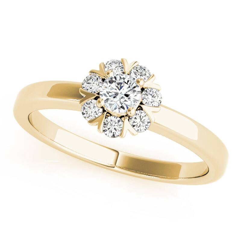 Auriya 14k Yellow Gold Lab Grown Round Diamond Halo Engagement Ring 0.50 to 5.00 ct. tw. (F-G VS) - 4.00 ct. center - 4