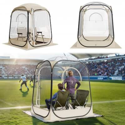 Beige Transparent Pop-Up Sports Tent TPU Oxford Fabric with Rods - 50.00 × 50.00 × 66.93 in