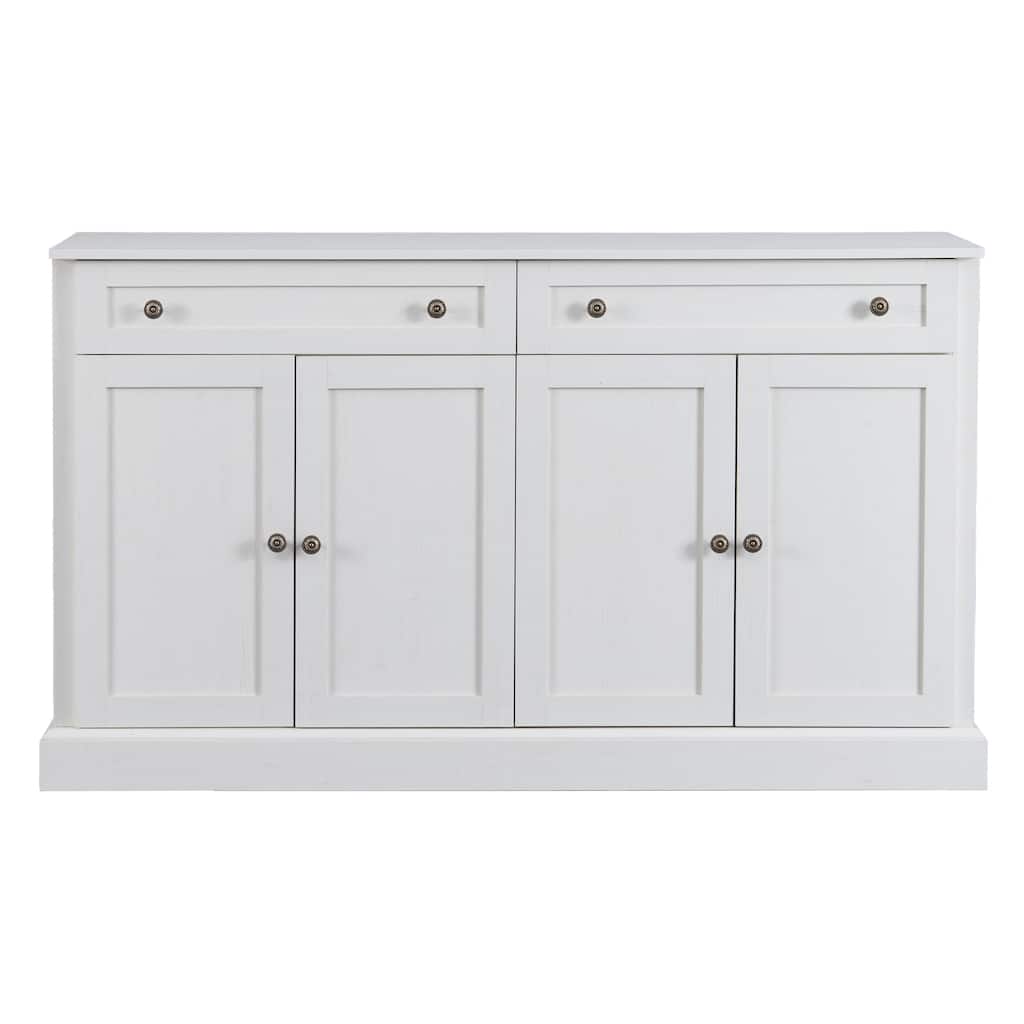 Storage Cabinet White with Drawers and Adjustable Shelves - 58.3"W x 15.8"D x 33.9"H