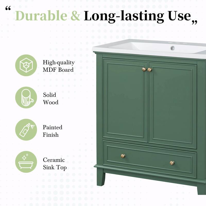 30" Bathroom Vanity Base Cabinet with Doors and Drawer