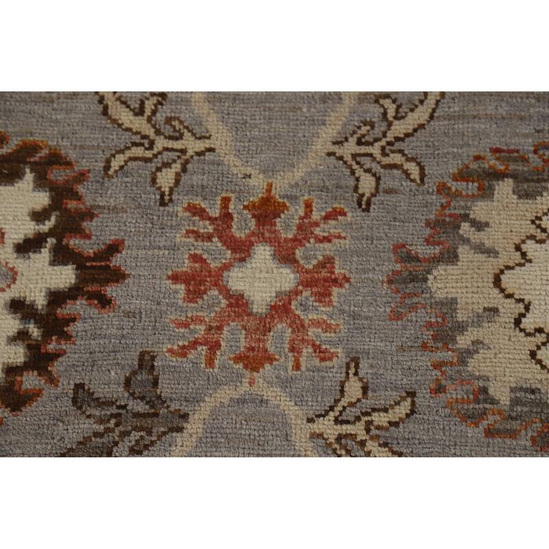 Hand Knotted Oriental 100% Wool Carpet Transitional All-Over Greys & Charcoal Oushak Area Rug - 8' 9'' X 5' 9''