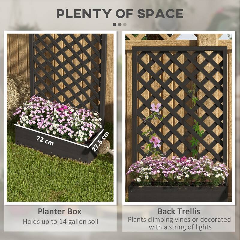 Outsunny Raised Garden Bed with Trellis Lattice, Planter Box with Self Draining Gap, Freestanding Trellis Planter for Plants