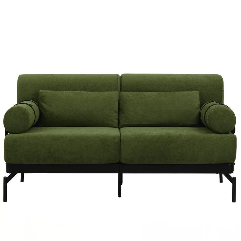 Modern Loveseat Sofa 59" Sofa Couch 2-Seater Sofa with Flexible USB Ports , Unique Cylindrical Armrests for Living Room