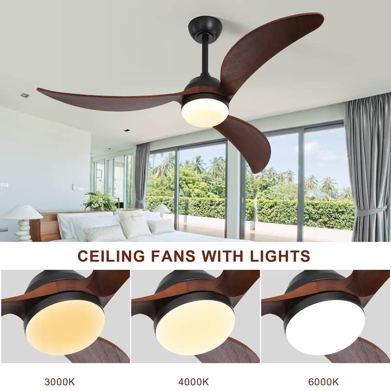 Sofucor 45 Inch Ceiling Fan with Light and Remote,Indoor/Outdoor with 3-Timer,Low Profile Quiet for Bedroom Living Room Patio