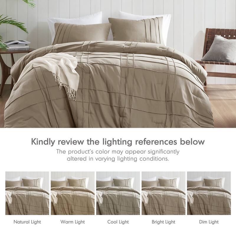 Chelsea Square Evans Pinch Pleated Soft Washed Boho Comforter Set