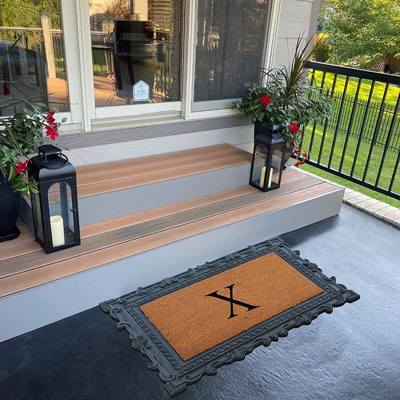A1HC First Impression Carson Rubber and Coir 24" X 36", Heavy Duty, Easy to Clean Outdoor Monogrammed Doormat