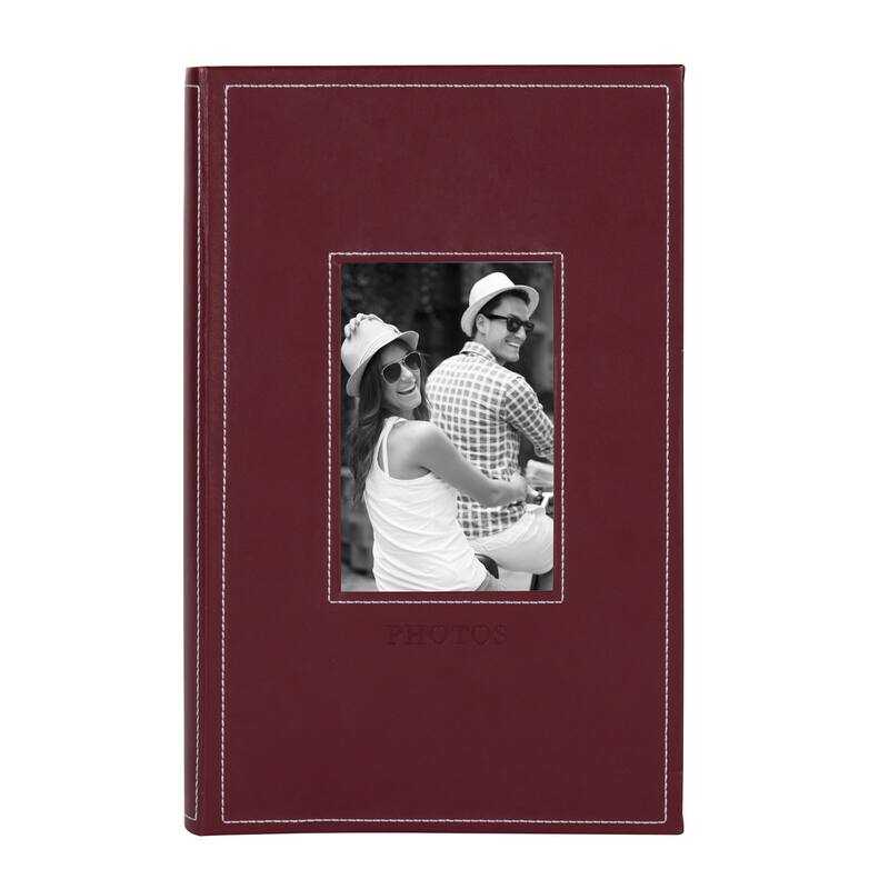 DesignOvation Debossed Black Faux Leather Photo Album (Pack of 4)