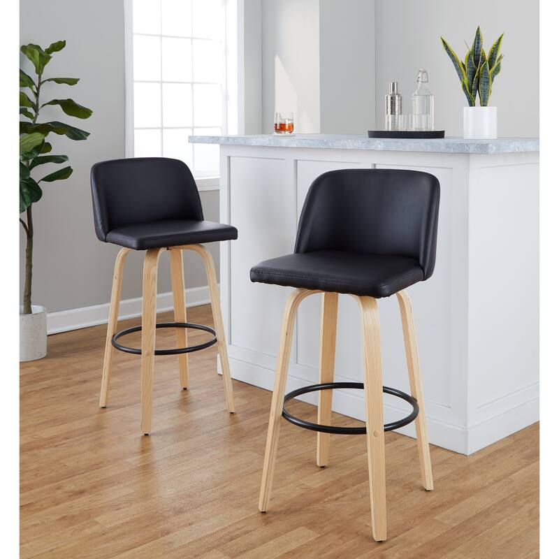 Carson Carrington Vallberga 30" Fixed-Height Bar Stool with Natural Wood Base (Set of 2)