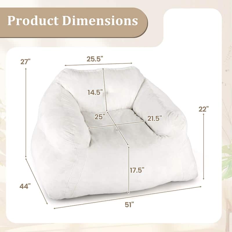 Costway Bean Bag Chair for Adults Plush Lazy Sofa with Ultra-soft