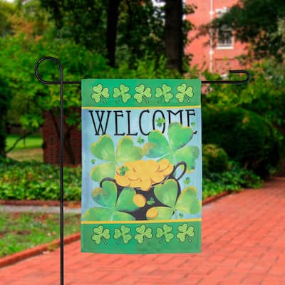 Pot of Gold "Welcome" St. Patrick 's Day Garden Flag 12.5" x 18"