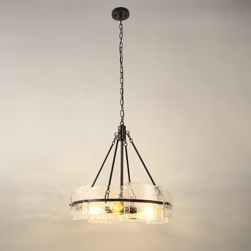 Modern Chandelier for Dining Room 4-Light Farmhouse Chandelier Lighting Adjustable Height for Living Room Foyer Bedroom