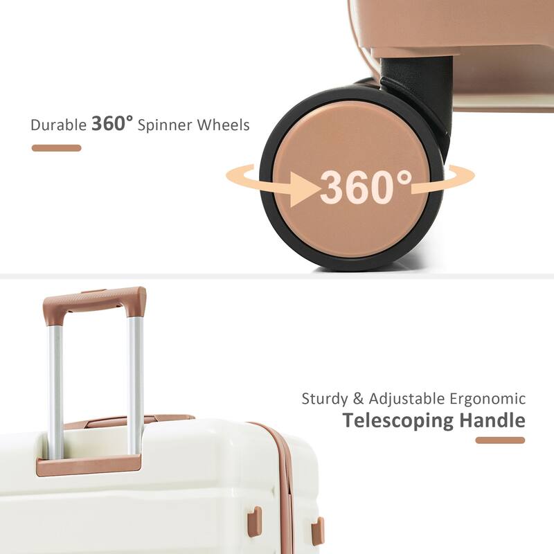 Luggage Sets 4 Piece, ABS Durable Suitcase with Travel Bag, ABS Hard Shell Luggage with Spinner Wheels