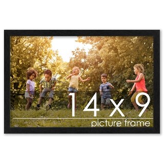 14x9 Traditional Black Wood Picture Frame - UV Acrylic, Foam Board ...