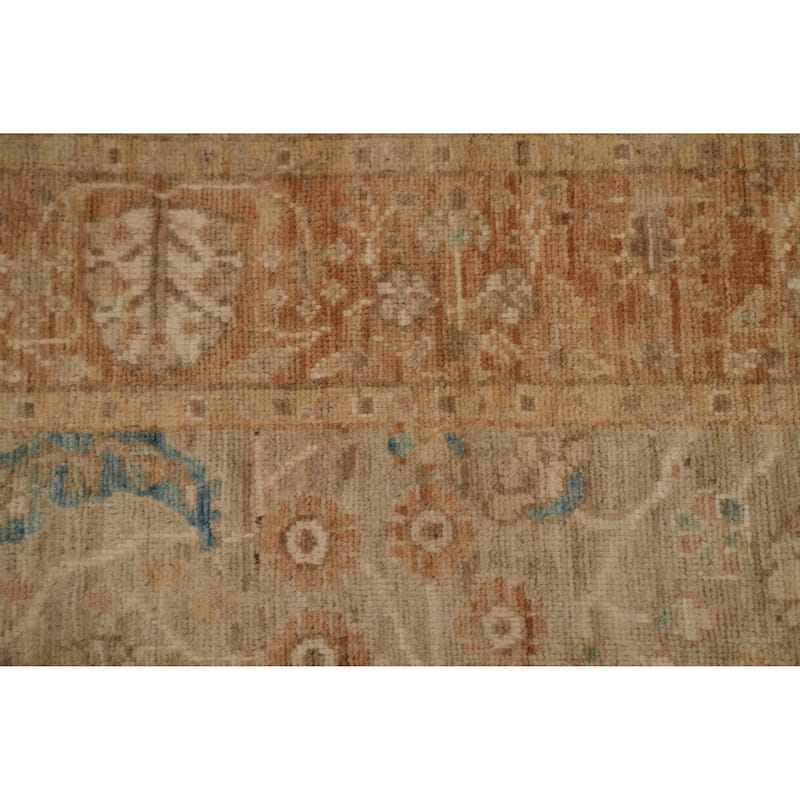Hand Knotted Oriental 100% Wool Carpet Traditional Floral Brown Ziegler Runner Rug - 11' 8'' X 3' 1''