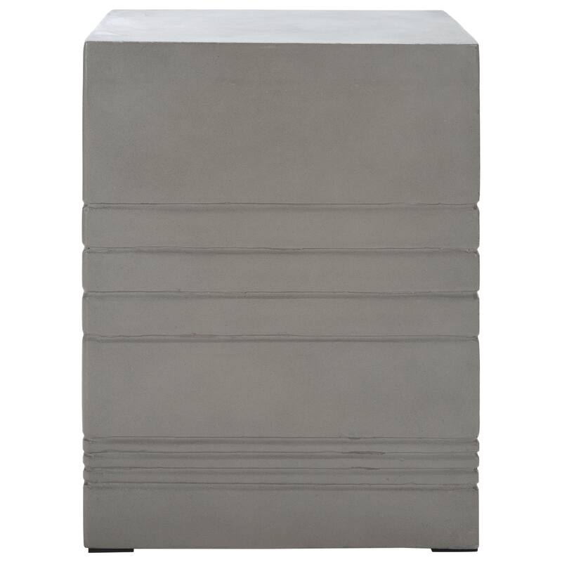 SAFAVIEH Outdoor Franziska Concrete Accent Stool - 13.78" W x 13.78" L x 18.11" H - 14Wx14Dx18H