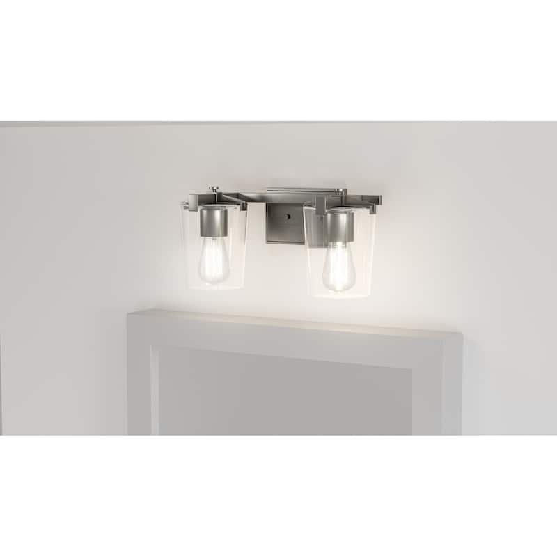Perry 2-Light Antique Nickel Vanity Light - Antique Nickel - 16