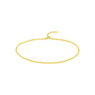 Curata 14k White, Rose or Yellow Gold 10" 2.2mm Flat Mariner Chain Anklet for Women